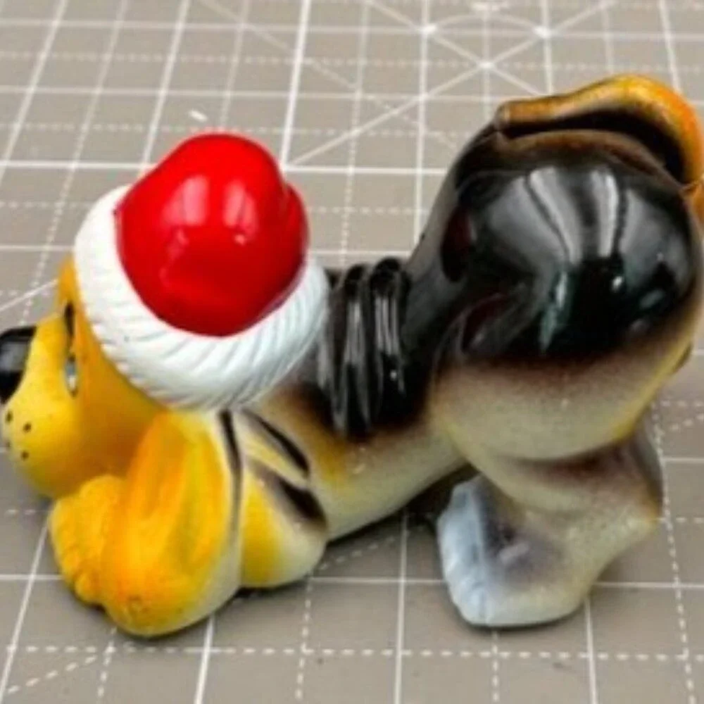Vintage Plastic Christmas Beagle Puppy Santa Figures 4